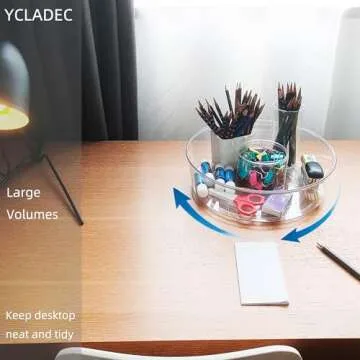 YCLADEC 6 Pack Lazy Susan 11.5" Inch Turntable Organizer Organization Storage Container Bins Spice Rack Cabinet Rotating Condiment for Pantry Countertop Kitchen Vanity Bathroom Jewelry Holder Clear