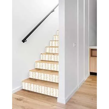 HAOKHOME Boho Peel and Stick Wallpaper Brush Strokes Stripes Removable Terracotta/White Chevron Vinyl Self Adhesive Mural 17.7in x 9.8ft