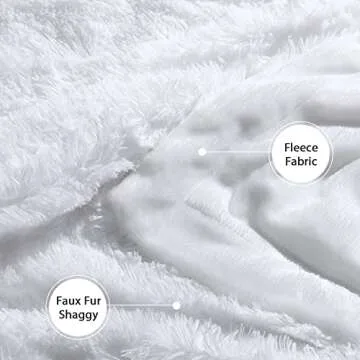Tuddrom Decorative Extra Soft Faux Fur Blanket Queen Size 80"x90",Solid Reversible Fuzzy Long Hair Shaggy Blanket,Fluffy Plush Fleece Comfy Microfiber Fur Blanket for Couch Sofa Bed,Pure White