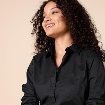 Amazon Essentials Women's Lightweight Poplin Shirt - Black