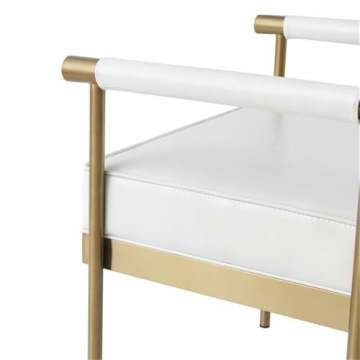 TOV Diva Collection White Faux Leather Salon Bench Modern Luxury