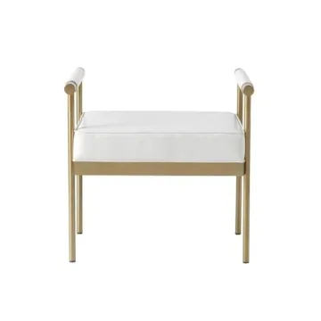 TOV Diva Collection White Faux Leather Salon Bench Modern Luxury