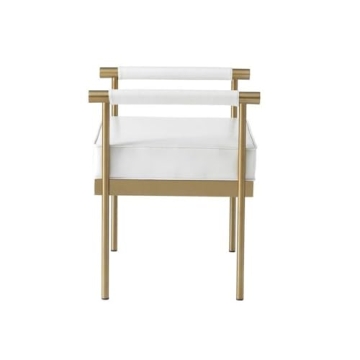 TOV Diva Collection White Faux Leather Salon Bench Modern Luxury