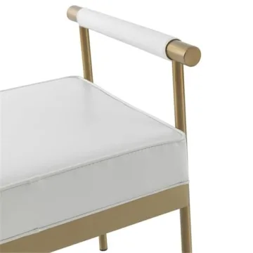TOV Diva Collection White Faux Leather Salon Bench Modern Luxury