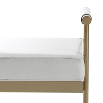 TOV Diva Collection White Faux Leather Salon Bench Modern Luxury