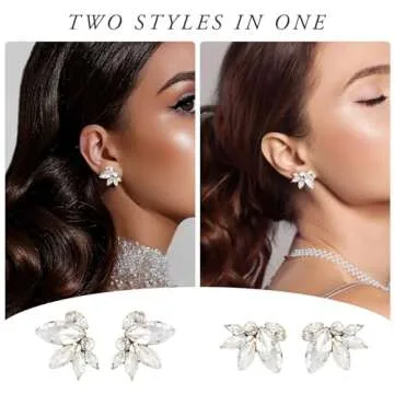 SWEETV Sparkly Gold Rhinestone Stud Earrings for Women, Crystal Wedding Bridal Earrings for Brides,Cluster Bridesmaid Earrings, Prom Formal Party Jewelry