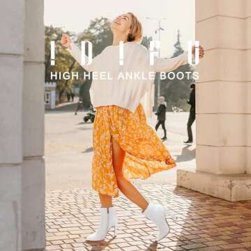 IDIFU Stylish White Ankle Boots for Women - High Heel Stiletto Booties