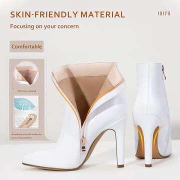 IDIFU White Ankle Boots for Women High Heel Stiletto