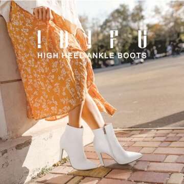 IDIFU White Ankle Boots for Women High Heel Stiletto
