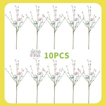 WSTPUPU Artificial Easter Stems - 10 Pack with Berries and Eggs for Celebrations