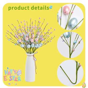 WSTPUPU Vibrant Artificial Easter Stems 10 Pack