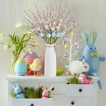 WSTPUPU Vibrant Artificial Easter Stems 10 Pack