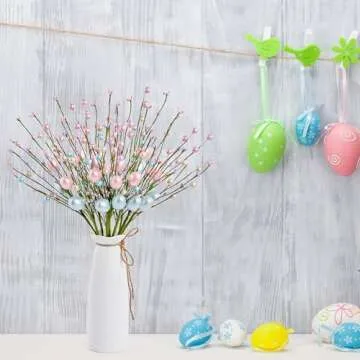 WSTPUPU Vibrant Artificial Easter Stems 10 Pack