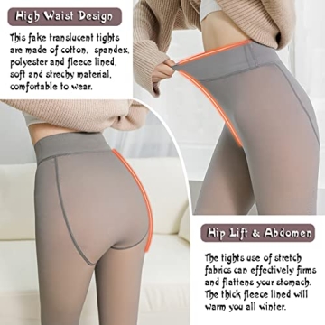 GTETKDE Fleece Lined Winter Tights for Women