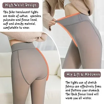 GTETKDE Fleece Lined Winter Tights for Women