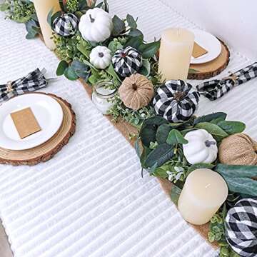 Artificial White Pumpkins and Burlap Pumpkins Assorted Faux Harvest Pumpkins for Fall Wedding Thanksgiving Halloween Seasonal Holiday Tabletop Decoration Centerpiece 14 Pcs