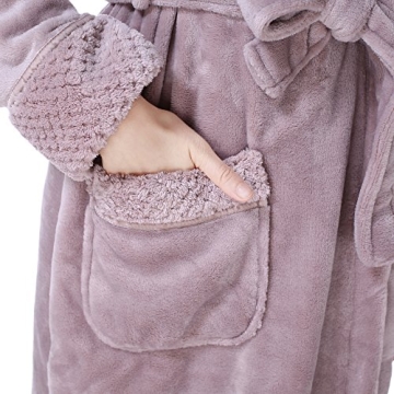 Richie House Plush Fleece Bathrobe Soft Warm for Women