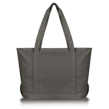 DALIX Womens 23" Deluxe 24 oz. Cotton Canvas Tote Bag Zippered
