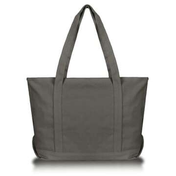 DALIX Womens 23" Deluxe 24 oz. Cotton Canvas Tote Bag Zippered