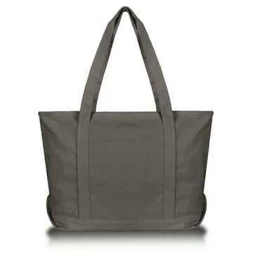 DALIX Womens 23" Deluxe 24 oz. Cotton Canvas Tote Bag Zippered