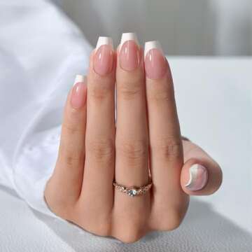 BTArtboxnails XCOATTIPS French Gel Nails - Short Coffin Nails Tips with Nail Gel, French Protecing Duo, Nail Lamp, All in One Soft Gel French Tip Press on Nails Gel Extension Valentines Day Gifts