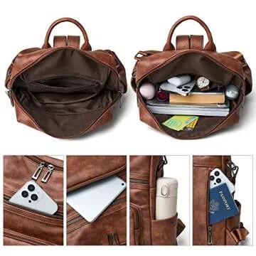 ZK-Queen Backpack Purse for Women Fashion Leather Designer Backpack Purses With Wristlets Travel Shoulder Bags With Tassel