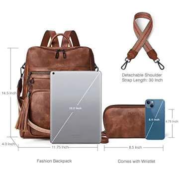 ZK-Queen Backpack Purse for Women Fashion Leather Designer Backpack Purses With Wristlets Travel Shoulder Bags With Tassel