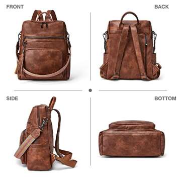 ZK-Queen Backpack Purse for Women Fashion Leather Designer Backpack Purses With Wristlets Travel Shoulder Bags With Tassel