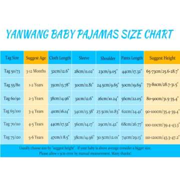 YANWANG 100% Organic Cotton Baby Boys Girls Pajamas Set Long Sleeve Sleepwear(4-5T,Pattern 6(High Belly))