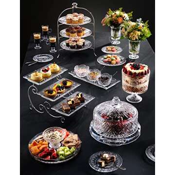 Godinger Serving Hostess Set - Butter Dish, Sugar and Creamer, Packet Holder, Cracker Tray - 5 Piece Set, Dublin Collection