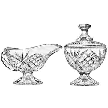 Godinger Serving Hostess Set - Butter Dish, Sugar and Creamer, Packet Holder, Cracker Tray - 5 Piece Set, Dublin Collection