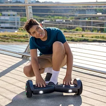 Jetson Spin All Terrain Hoverboard with LED Lights, Self-Balancing Hoverboard with Active Balance Technology, Range of Up to 7 Miles, Ages 13+, Black, JAERO-BLK