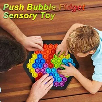 bsdonte Pop Puzzle Fidget Game, Hexagon Jigsaw Push Bubble Sensory Fidget Toys, Silicone Puzzle Popper Stress Relief Educational Gift for Kids Adults