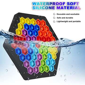 bsdonte Pop Puzzle Fidget Game, Hexagon Jigsaw Push Bubble Sensory Fidget Toys, Silicone Puzzle Popper Stress Relief Educational Gift for Kids Adults