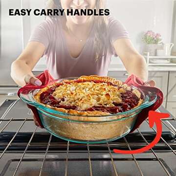 Pyrex Deep 2-Pack (9.5") Glass Baking Dish Set, Round Pie Glass Bakeware, Dishwasher, Microwave, Freezer & Pre-Heated Oven Safe