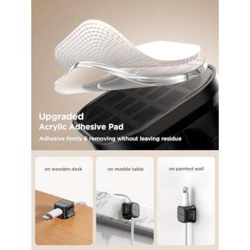 12 Pack Magnetic Cable Management Clips, Phone Electric Charging Cord Holder, Desktop Cord Organizer, Adhesive Cable Organizer Keeper for Home Kitchen Office Desk Outdoor Wall Car Bedroom Nightstand