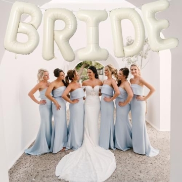 40 Inch Beige BRIDE Balloons for Bridal Shower Decorations