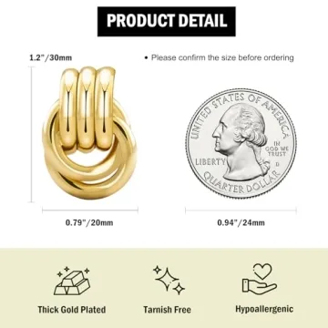NIXMAX Chunky Gold Knot Earrings for Women - Trendy Jewelry