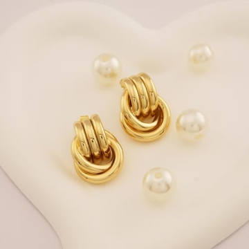 NIXMAX Chunky Gold Knot Earrings for Women - Trendy Jewelry