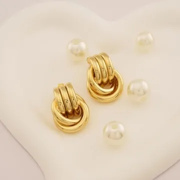 NIXMAX Chunky Gold Knot Earrings for Women - Trendy Jewelry