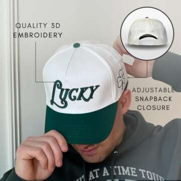 Vintage Trucker Hat | Country Cowboy Cute Preppy Retro Western Trucker Hats | Men Women Trendy Snapback | Tan Red Green Black (Lucky | Green)