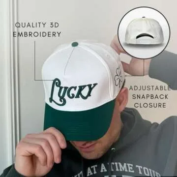 Vintage Trucker Hat | Country Cowboy Cute Preppy Retro Western Trucker Hats | Men Women Trendy Snapback | Tan Red Green Black (Lucky | Green)