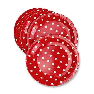 Dulousia Red Polka Dot Plates 36pcs - Eco-Friendly Fun