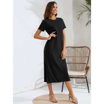 Naggoo Women Casual Fitted Pocket Long Dress for Summer