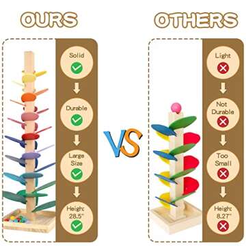 Vomocent Wooden Music Tree Toy for Kids, Marble Ball Run Track Game for Toddlers, Marble Tree Educational Montessori Toy Boy Girl Gifts