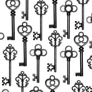 Mixed Set of 30 Large Skeleton Keys - Set of 30 Keys (Gunmetal Black Color)