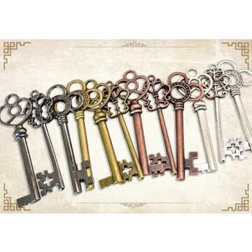 Mixed Set of 30 Large Skeleton Keys - Set of 30 Keys (Gunmetal Black Color)