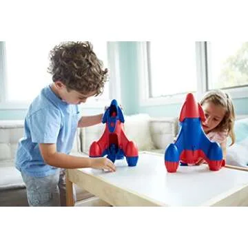 Green Toys Rocket with 2 Astronauts Toy Vehicle Playset, Blue/Red