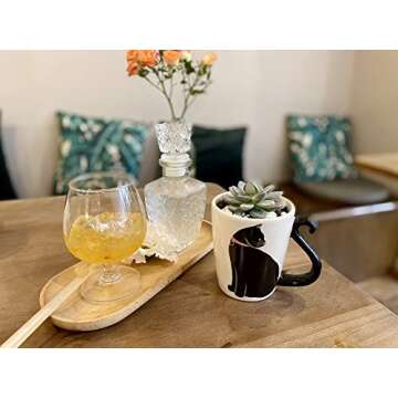 DIY Artificial Succulent with Planter Pot and Ceramsite - Cute Ceramic Animal Cat Planter Pot- Home Office Decoration Gift(5.94.92 inch)