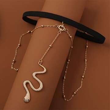 Zeshimb Boho Snake Thigh Chain Gold Serpent Leg Chain Snake Pendant Leg Chain Animals Statement Thig...